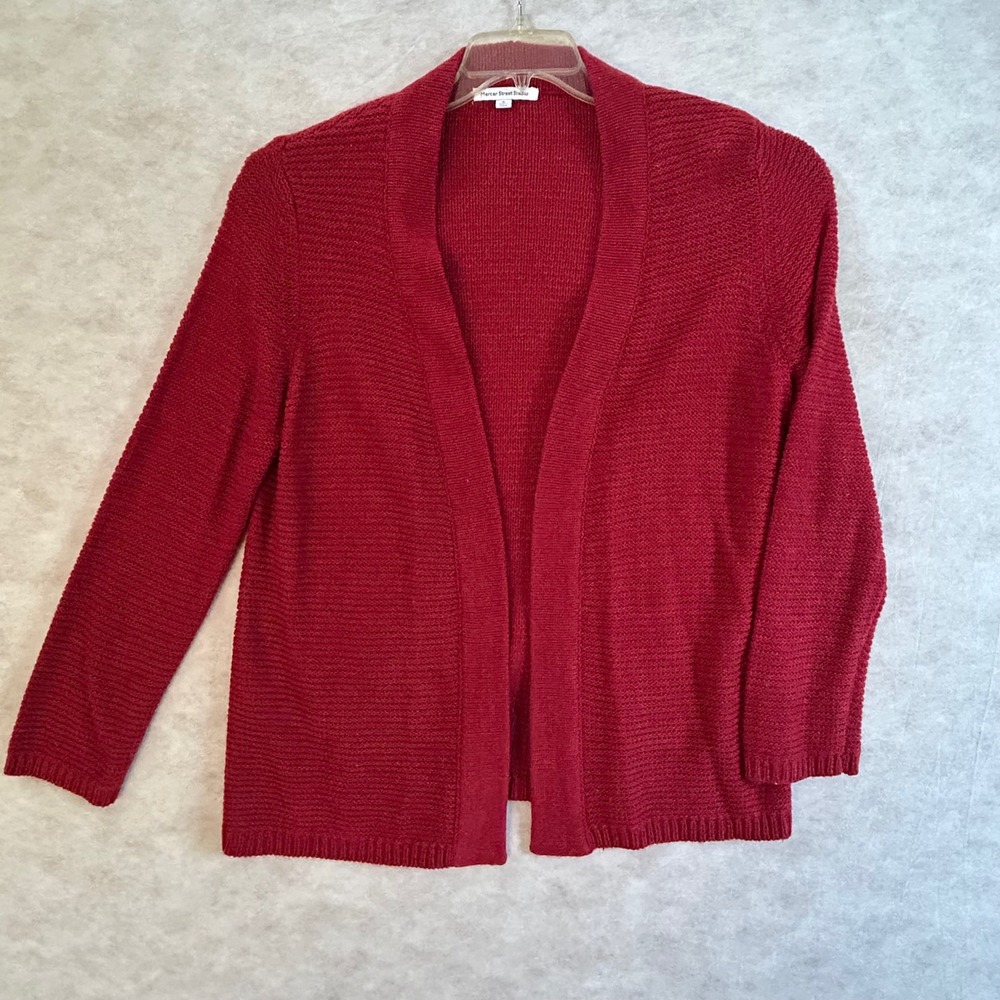 Mercer Street Studio XL‎ Red Knit Cardigan Open Front Acrylic Warm Cozy